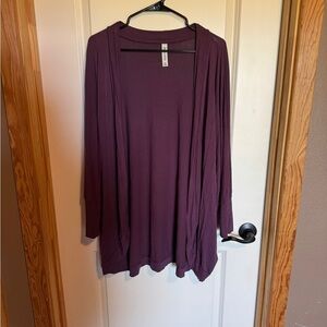 Zenana Outfitters Women Size XL Purple Open Front Cardigan With Pockets